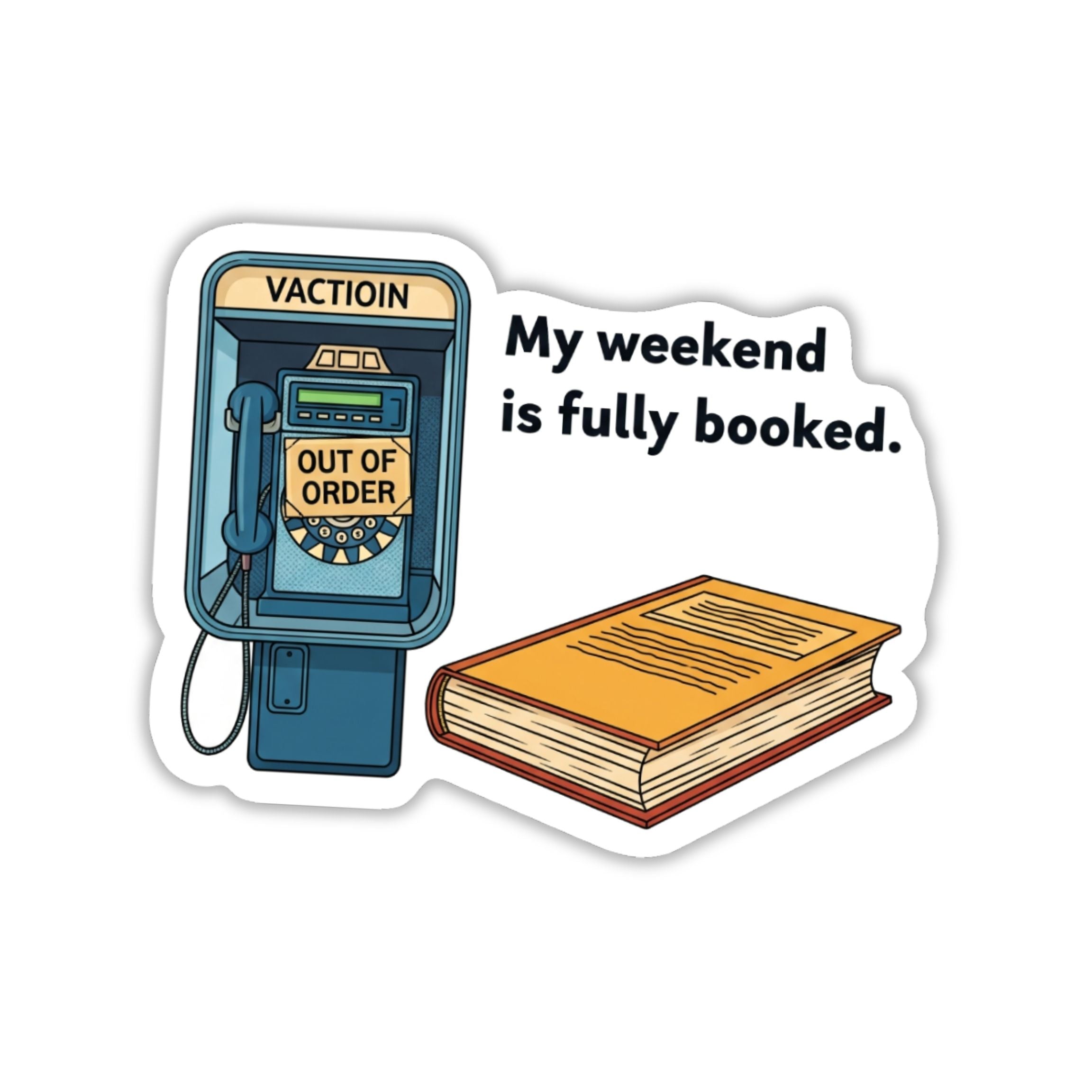 Fully Booked Sticker - Retro Book Lover Decal - KAD STICKY – KAD Sticky ...