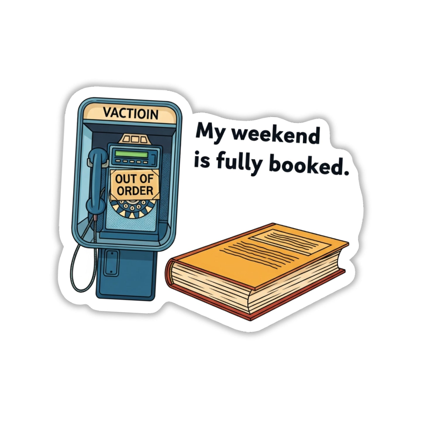 Fully Booked Sticker - Retro Payphone Book Lover Decal