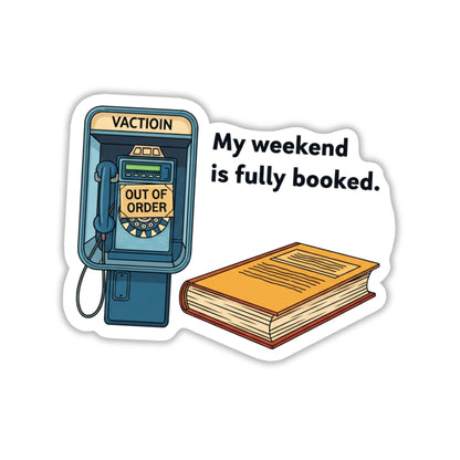 Fully Booked Sticker - Retro Payphone Book Lover Decal