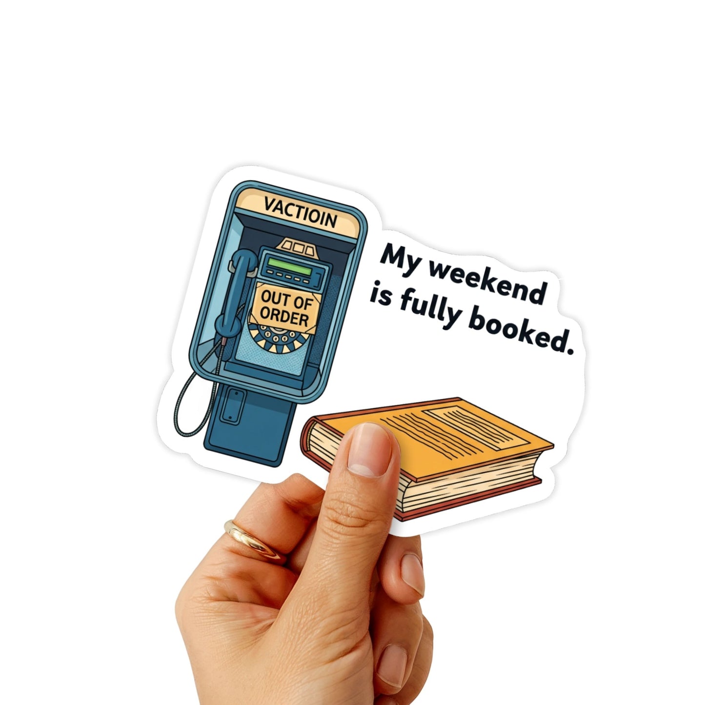 Fully Booked Sticker - Retro Payphone Book Lover Decal