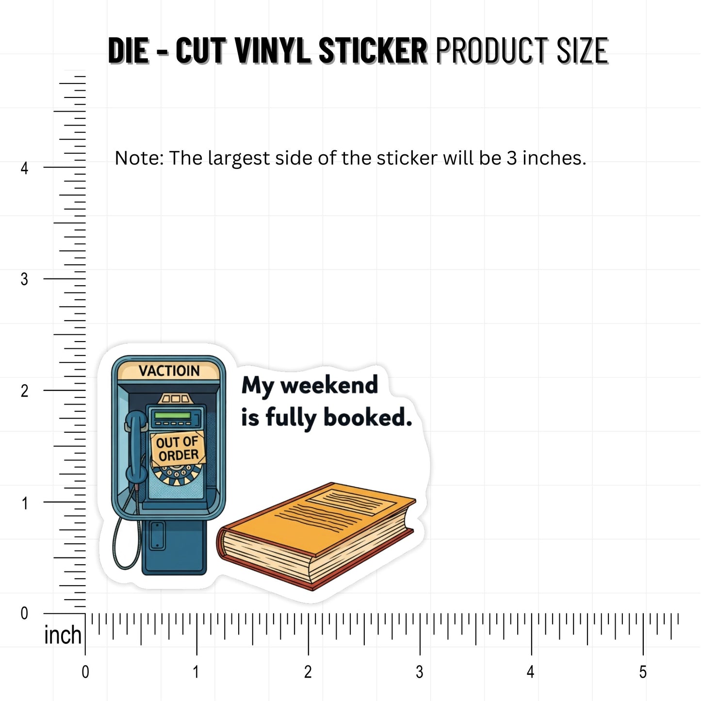 Fully Booked Sticker - Retro Payphone Book Lover Decal