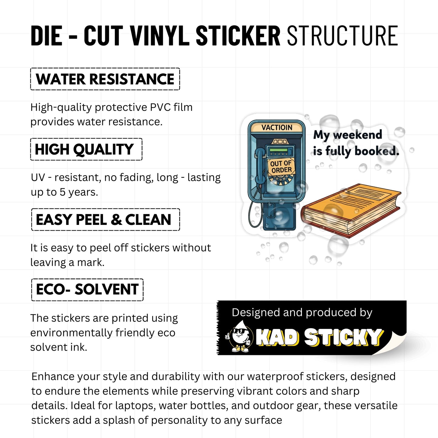 Fully Booked Sticker - Retro Payphone Book Lover Decal