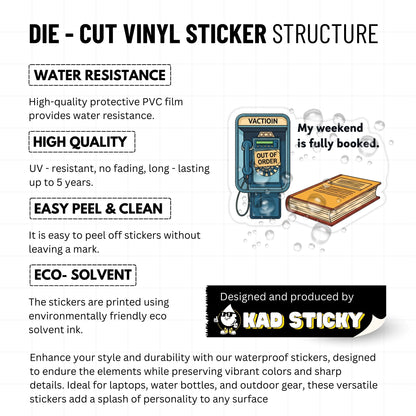 Fully Booked Sticker - Retro Payphone Book Lover Decal