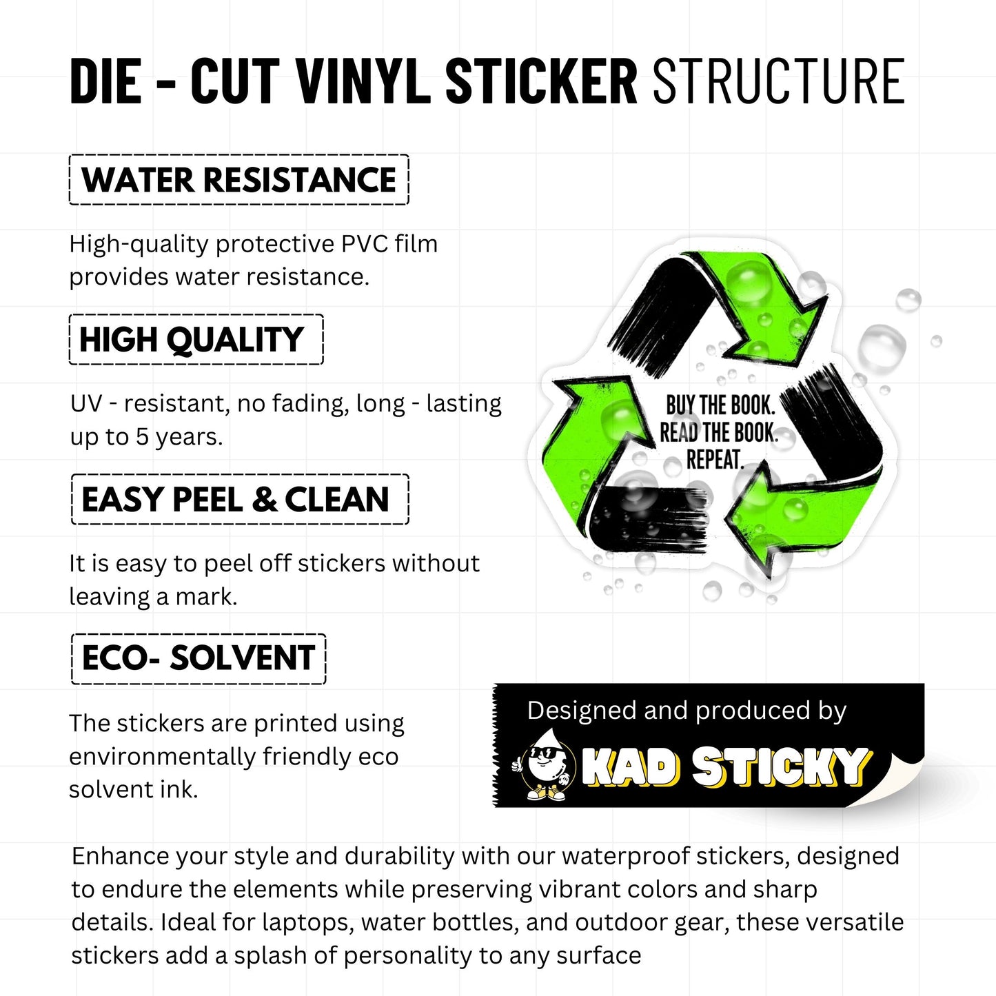 Book Lover Sticker - Buy Read Repeat Graffiti Street Art Vinyl