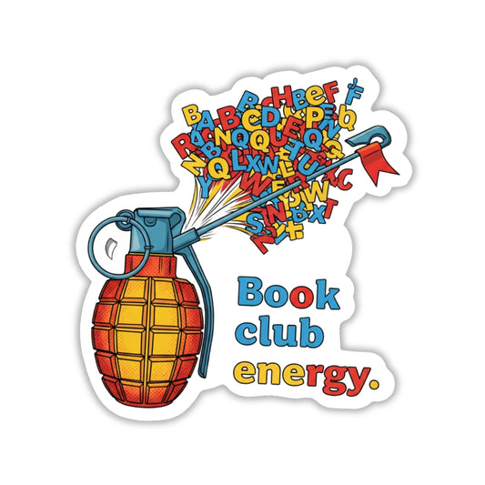 Book Club Energy Sticker - Pop Art Bookish Grenade Decal