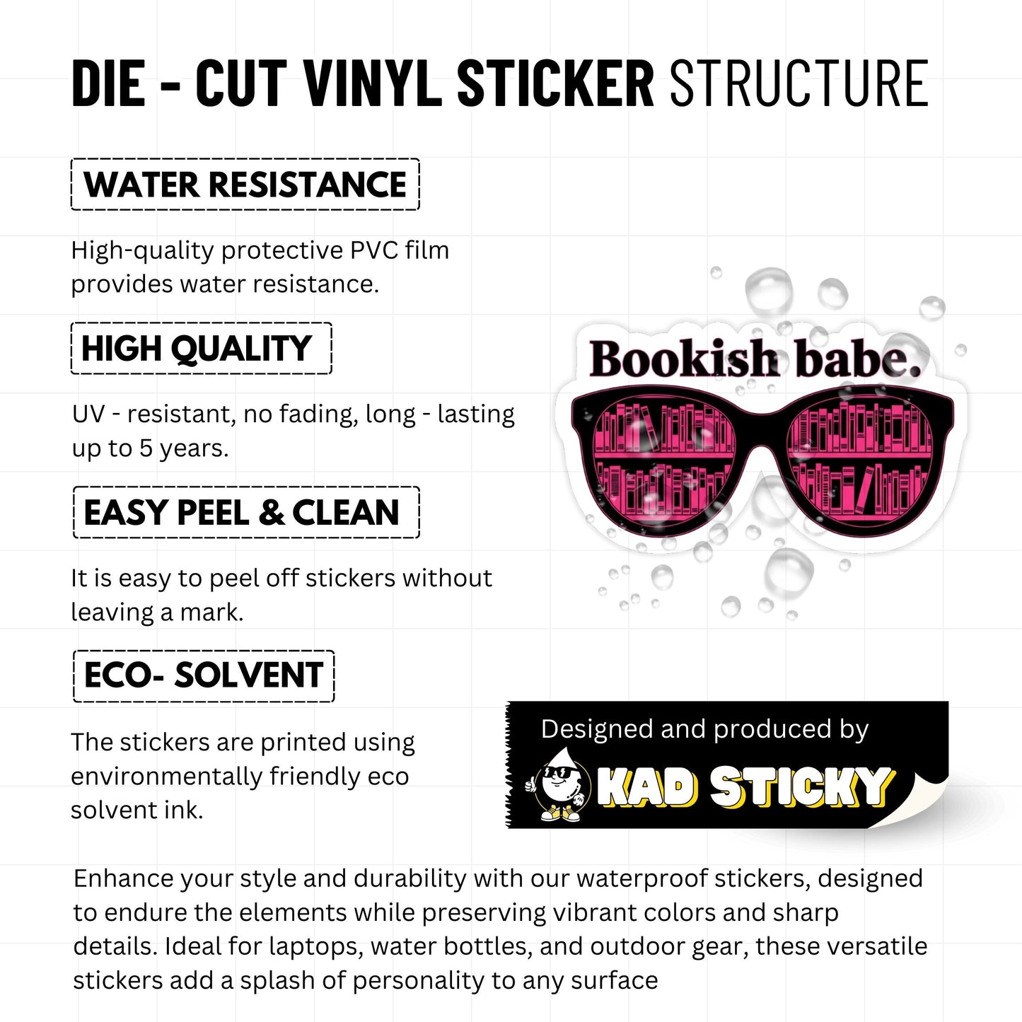 Bookish Girl Sticker - 60s Mod Bookish Babe Retro Decal