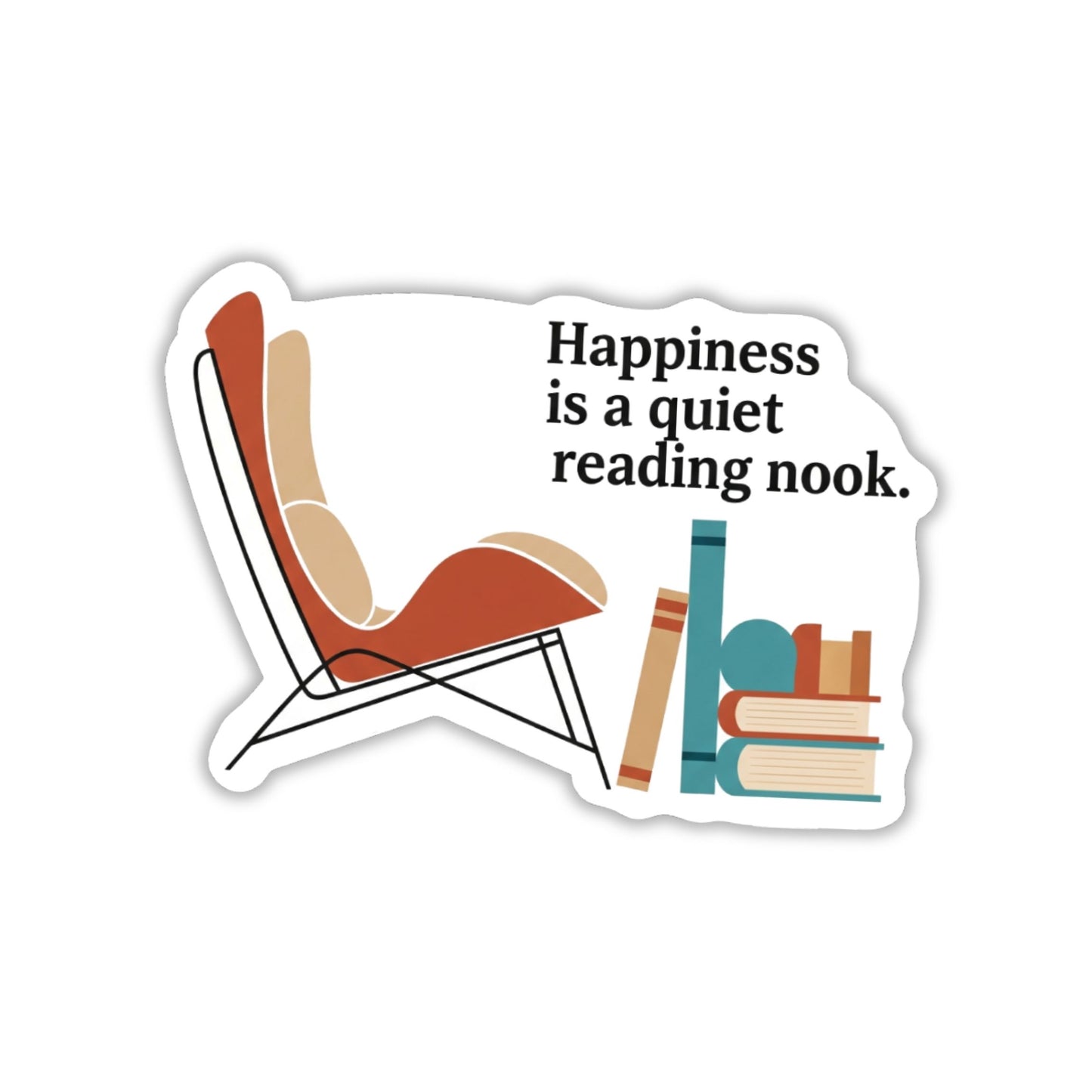 Bookish Sticker - Happiness is a Quiet Reading Nook Mid-Century