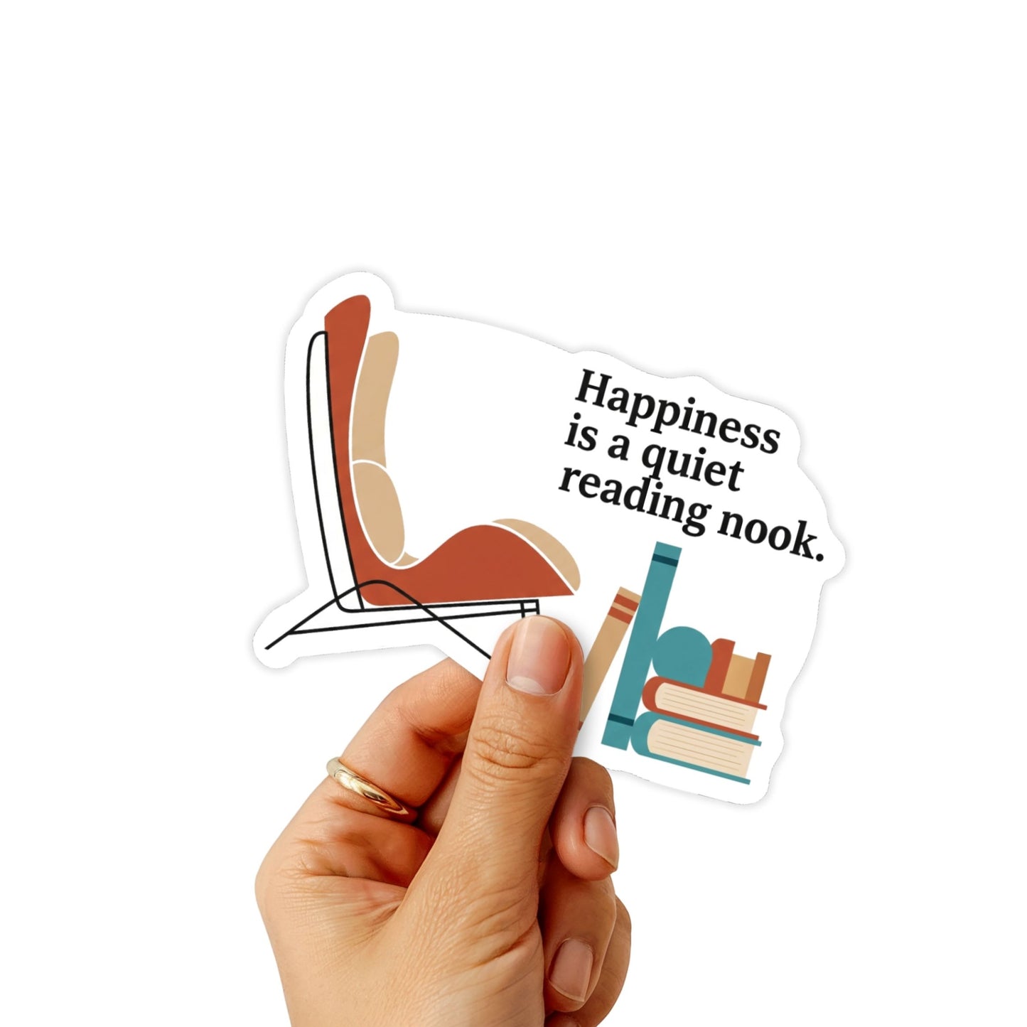 Bookish Sticker - Happiness is a Quiet Reading Nook Mid-Century