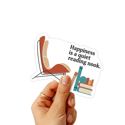 Bookish Sticker - Happiness is a Quiet Reading Nook Mid-Century
