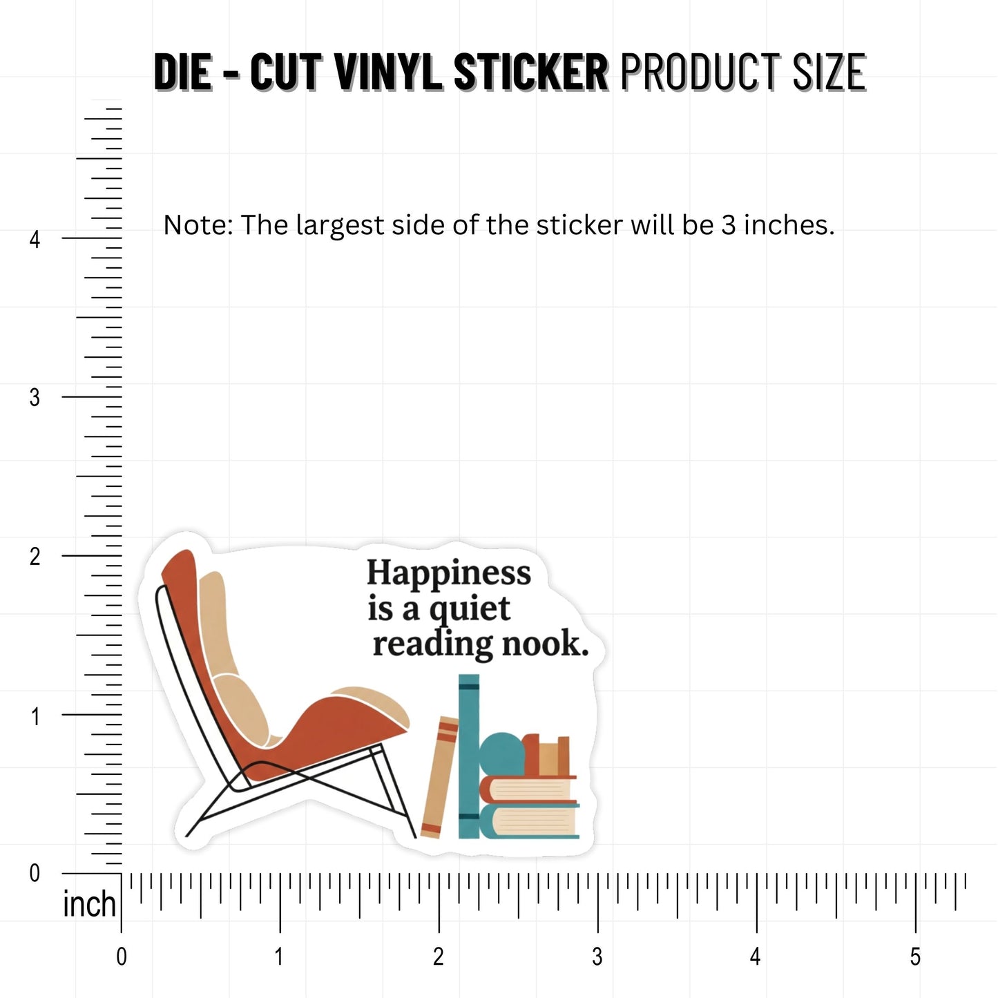 Bookish Sticker - Happiness is a Quiet Reading Nook Mid-Century