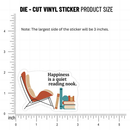 Bookish Sticker - Happiness is a Quiet Reading Nook Mid-Century