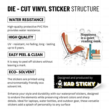 Bookish Sticker - Happiness is a Quiet Reading Nook Mid-Century