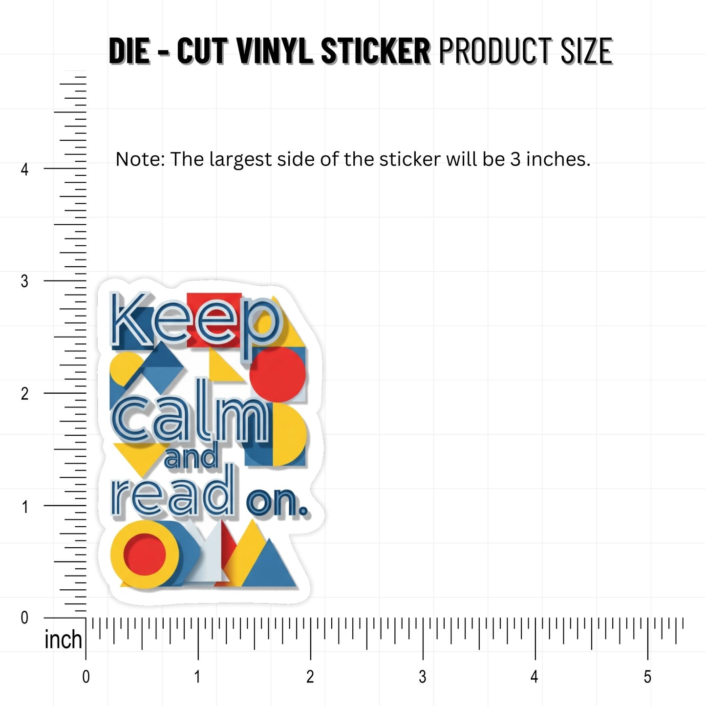 Keep Calm and Read On Book Lover Sticker - Bauhaus Style