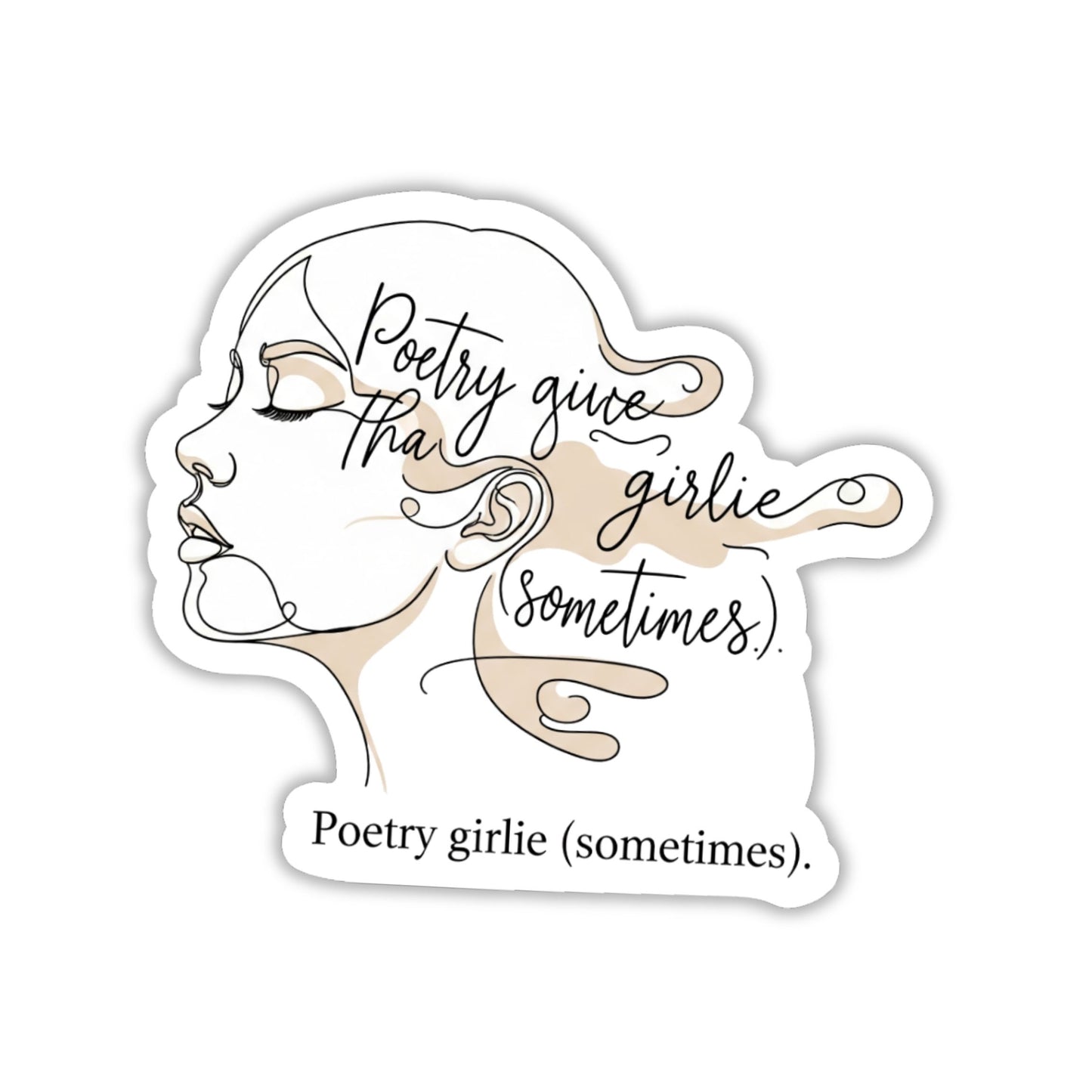 Aesthetic Bookish Sticker - Poetry Girlie Fine Art Illustration