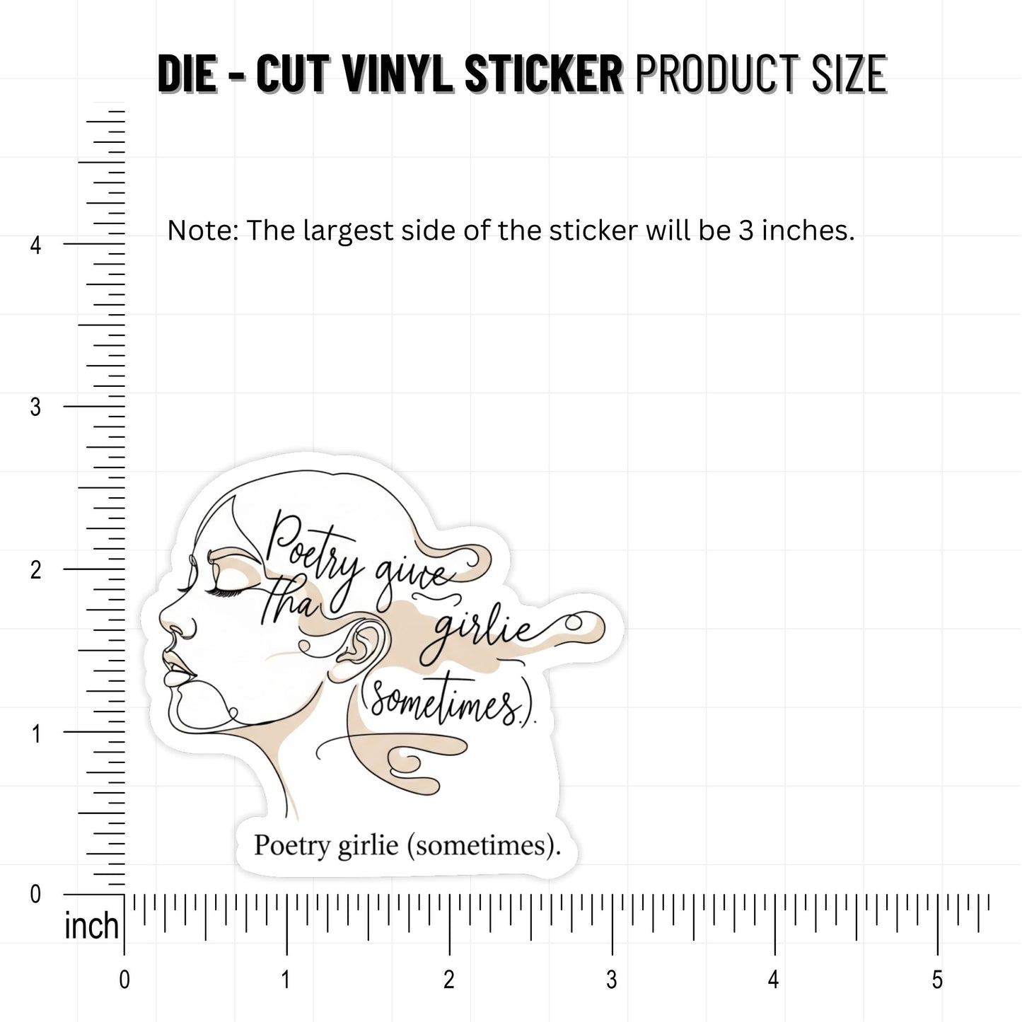 Aesthetic Bookish Sticker - Poetry Girlie Fine Art Illustration