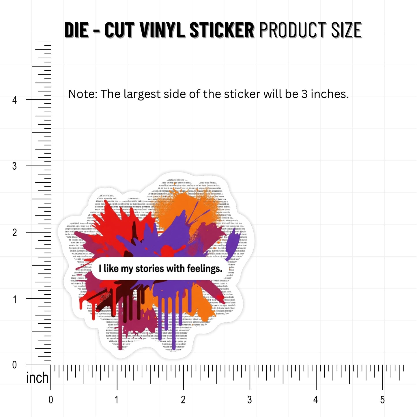 "I Like My Stories with Feelings" Book Lover Sticker - Abstract Art