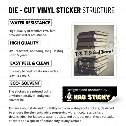 TBR To Be Read Forever Sticker - Book Lover Zine Aesthetic Matte