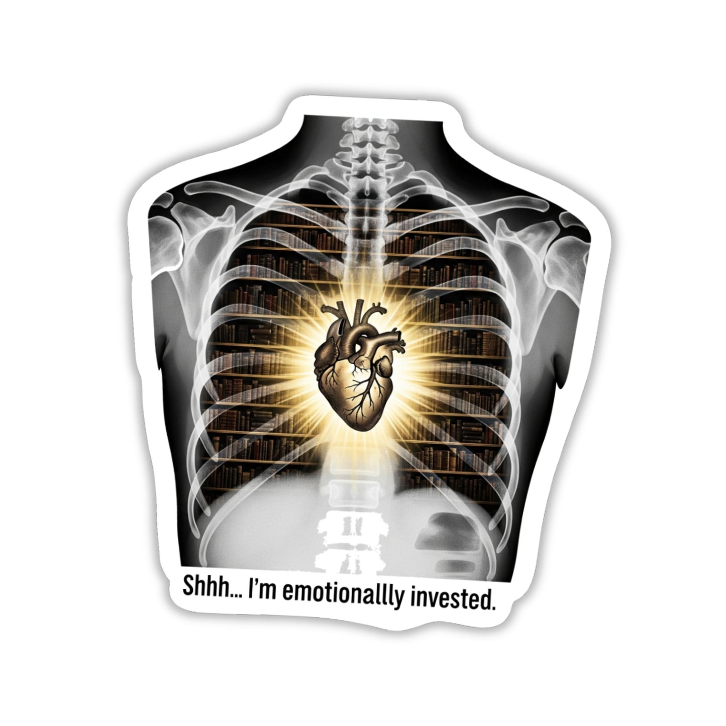 Book Lover Sticker - Shhh I'm Emotionally Invested X-Ray Decal