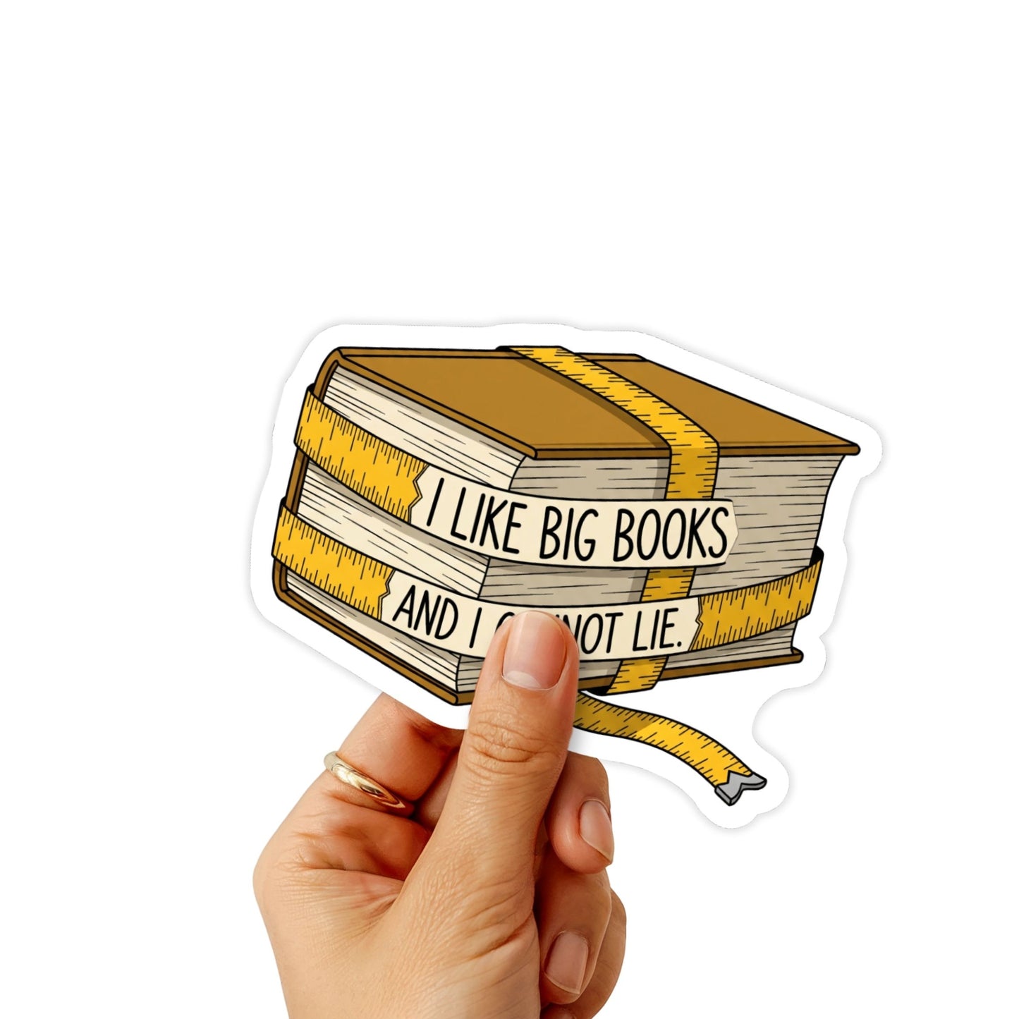 Funny Book Lover Sticker - I Like Big Books Measuring Tape Design