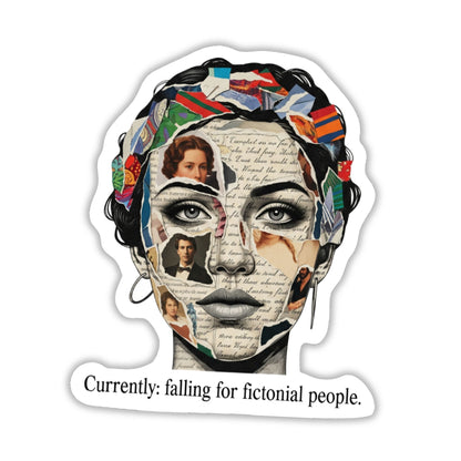Book Lover Sticker - Falling for Fictional People Collage Decal