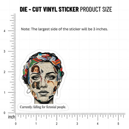 Book Lover Sticker - Falling for Fictional People Collage Decal