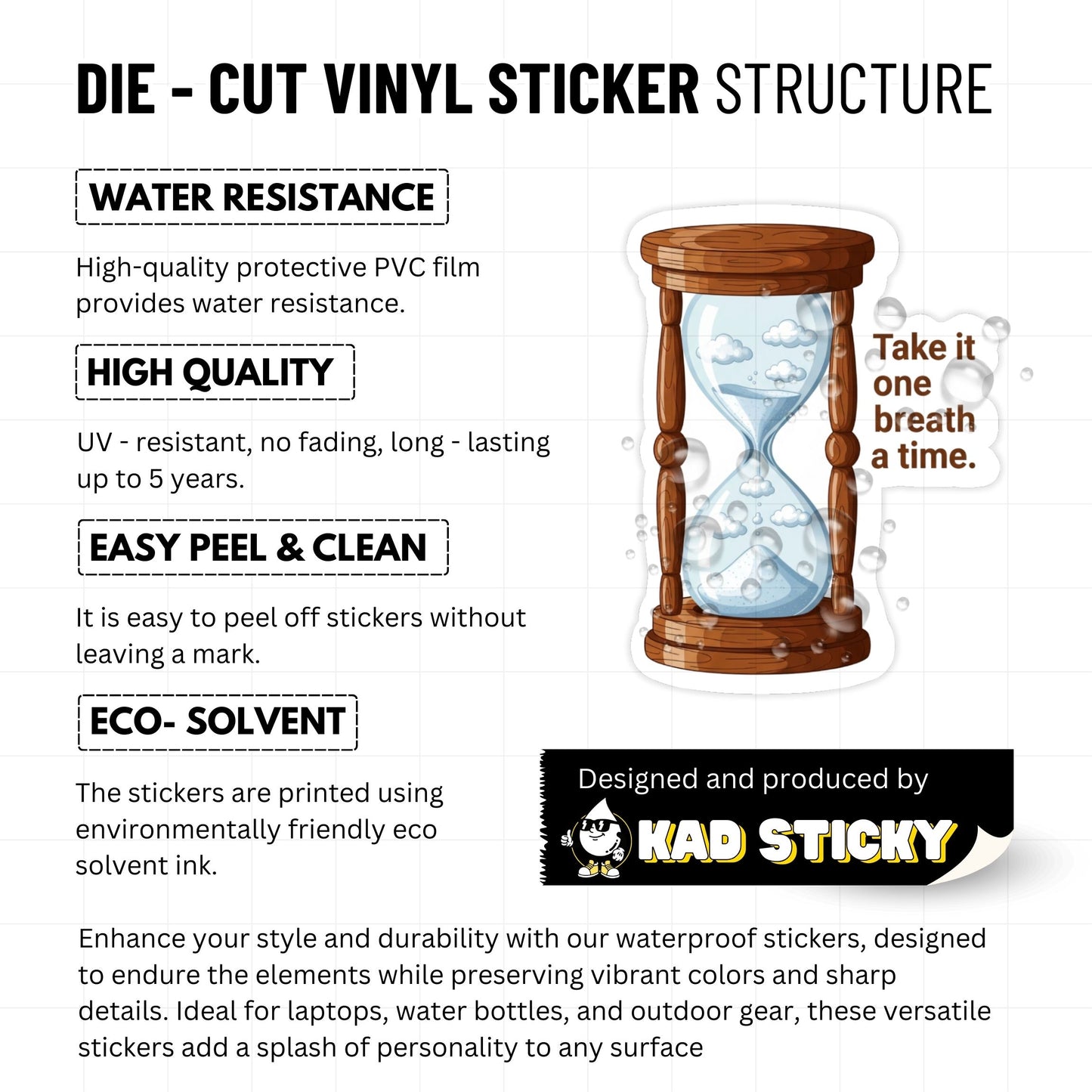 Anxiety Relief Sticker - Take It One Breath At A Time Hourglass