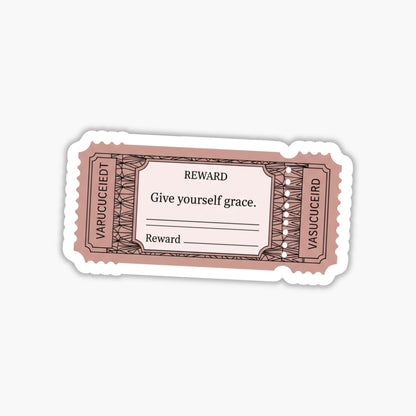 Give Yourself Grace Vintage Voucher Self-Care Sticker