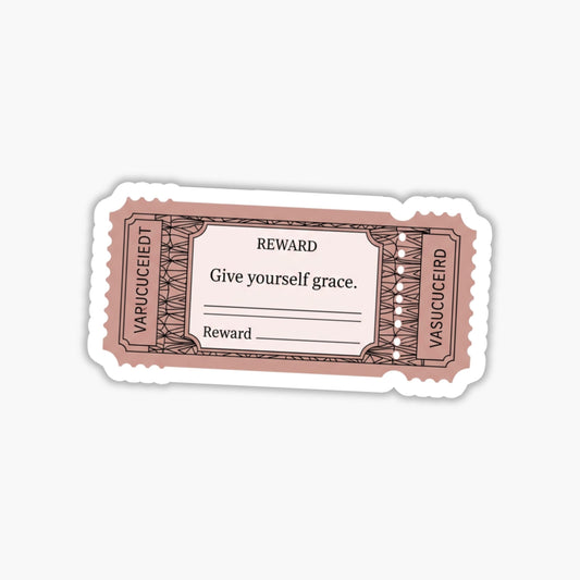 Give Yourself Grace Vintage Voucher Self-Care Sticker