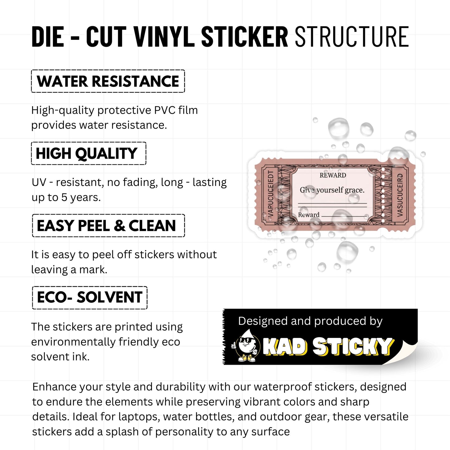 Give Yourself Grace Vintage Voucher Self-Care Sticker