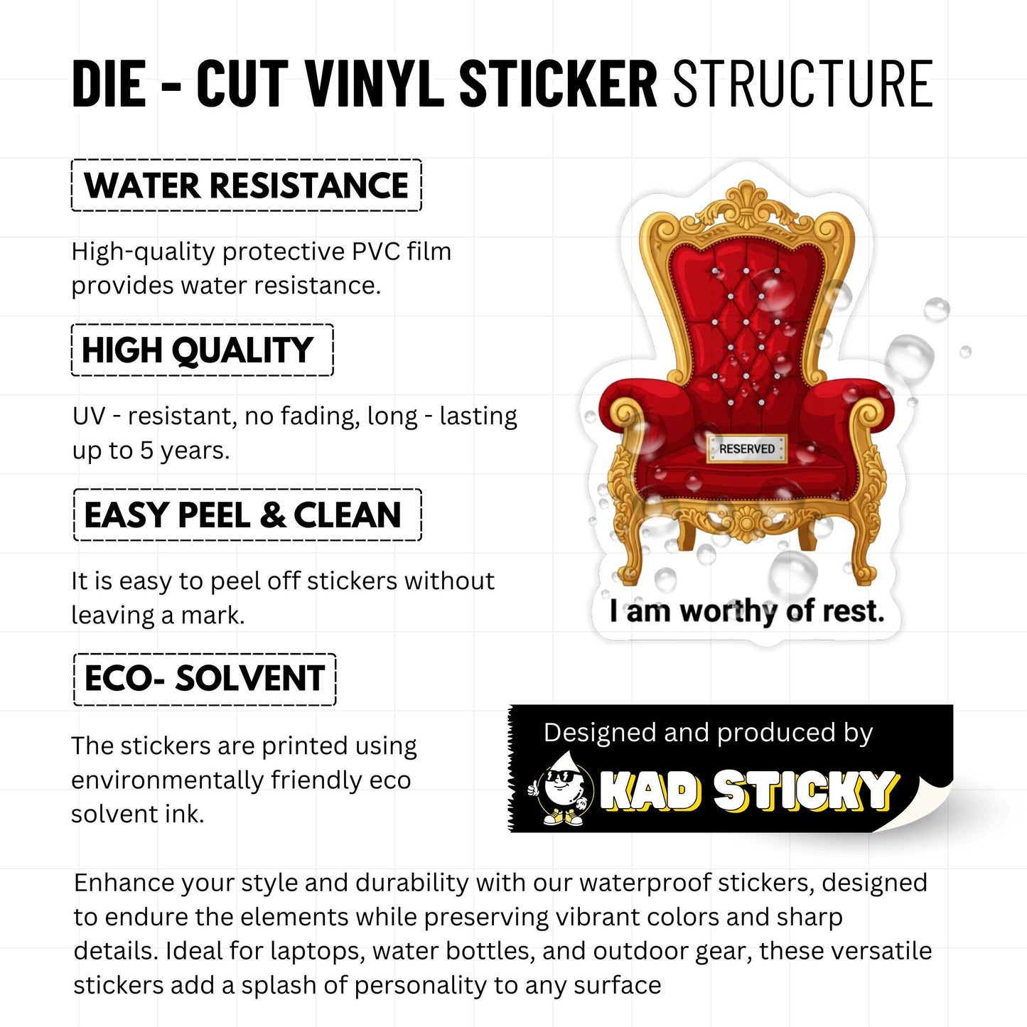 Worthy of Rest Self-Care Sticker - Majesty Red Throne Decal