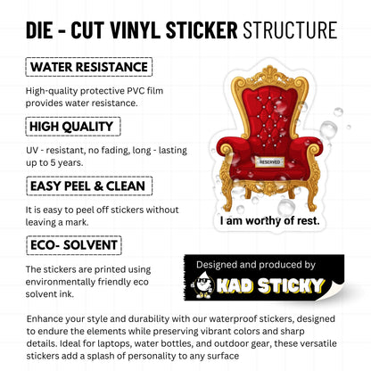 Worthy of Rest Self-Care Sticker - Majesty Red Throne Decal