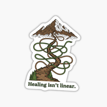 Healing Isnt Linear Sticker - Winding Mountain Map Vinyl Decal