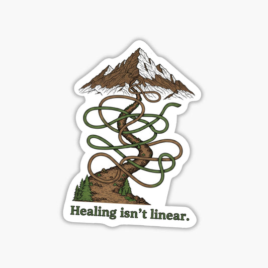 Healing Isnt Linear Sticker - Winding Mountain Map Vinyl Decal