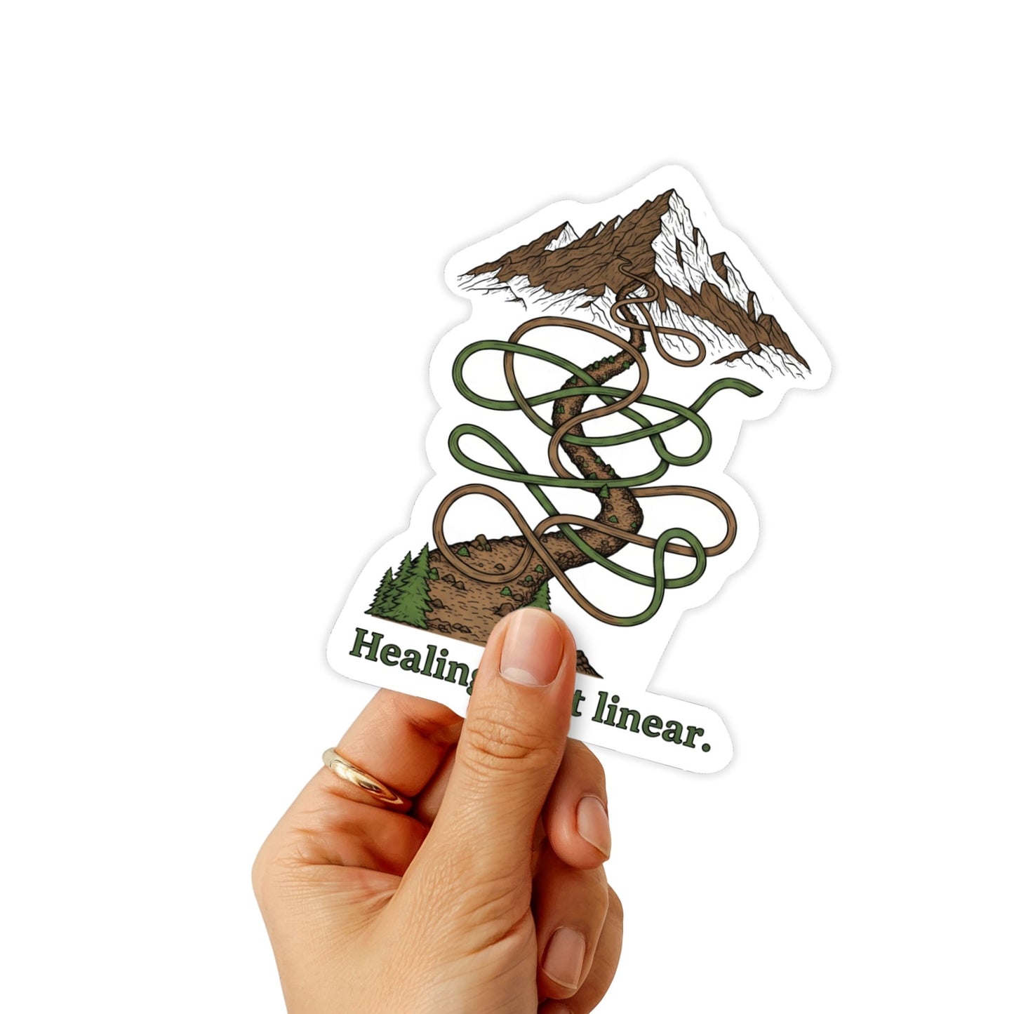 Healing Isnt Linear Sticker - Winding Mountain Map Vinyl Decal