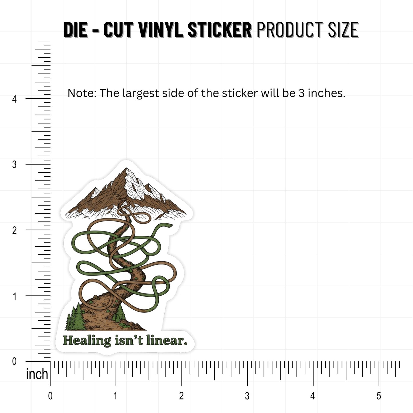 Healing Isnt Linear Sticker - Winding Mountain Map Vinyl Decal