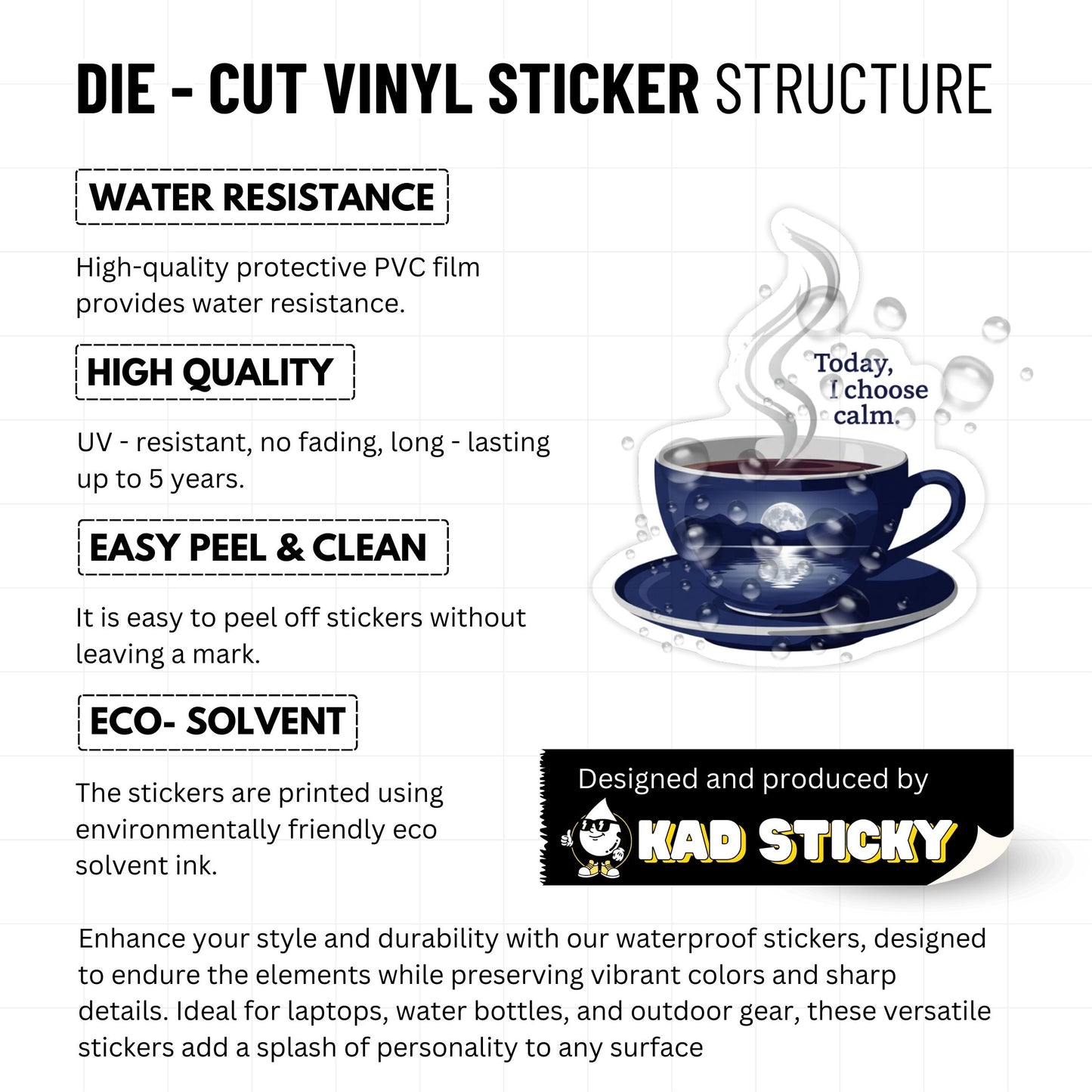 Today I Choose Calm Self-Care Sticker - Moonlit Lake Affirmation