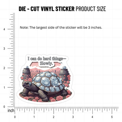 "I Can Do Hard Things Slowly" Mental Health Sticker - Surreal Turtle