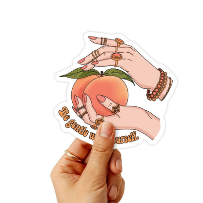 Be Gentle With Yourself Sticker - Retro Peach 70s Groovy Vinyl