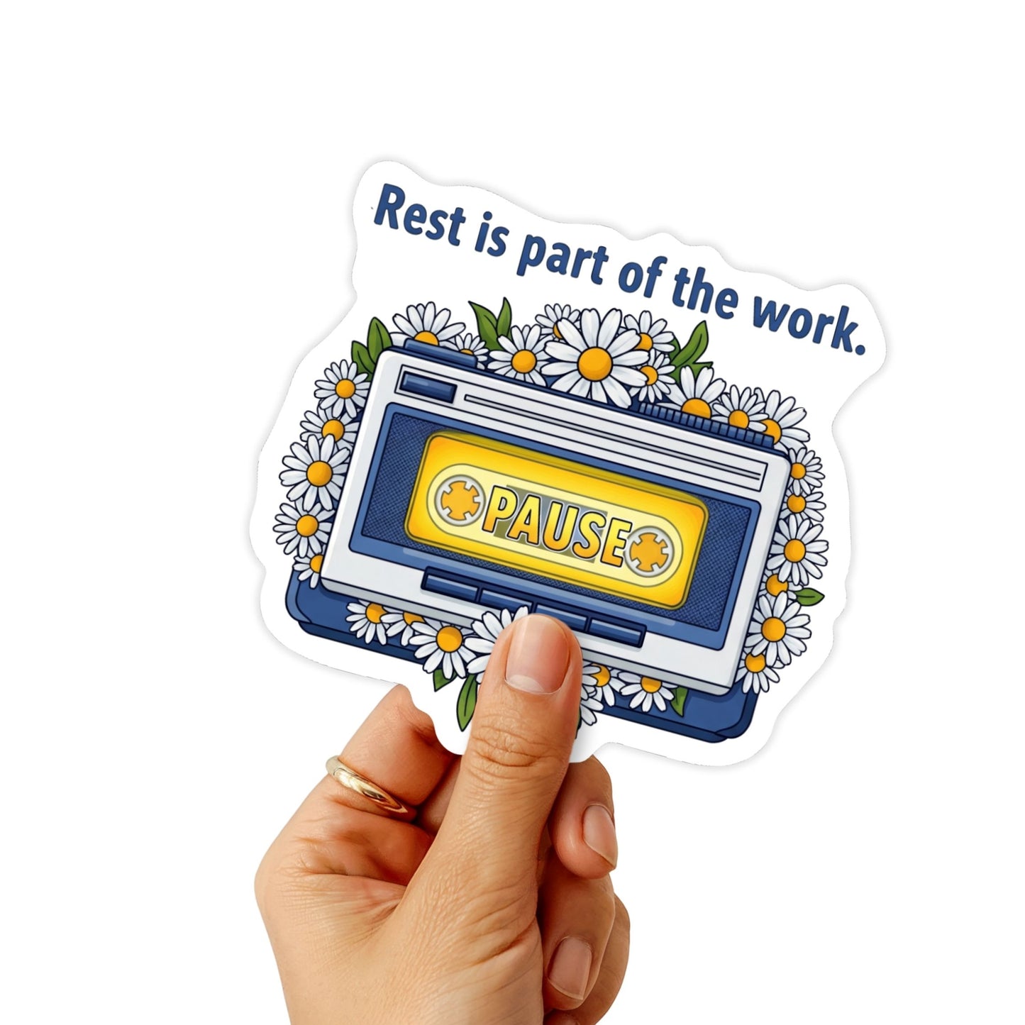 Rest Is Part Of The Work Mental Health Sticker Retro Cassette