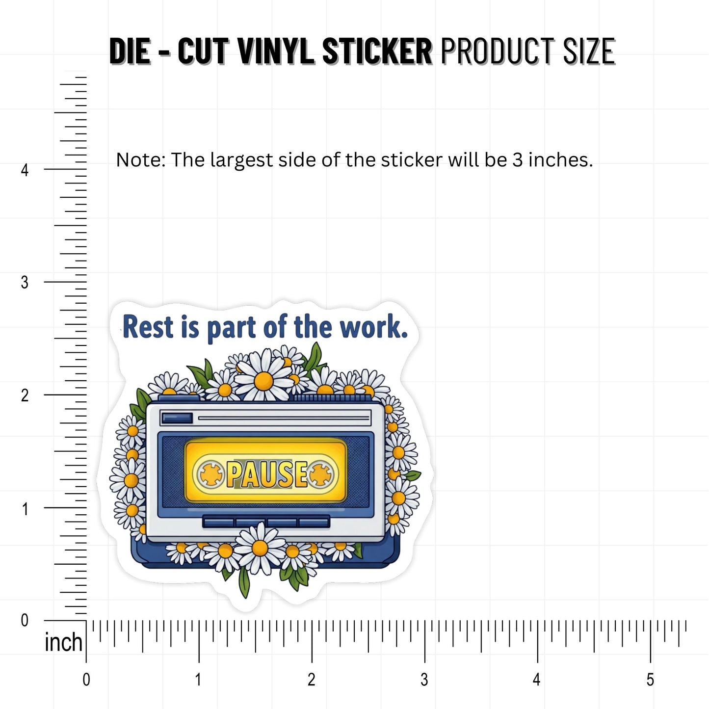 Rest Is Part Of The Work Mental Health Sticker Retro Cassette