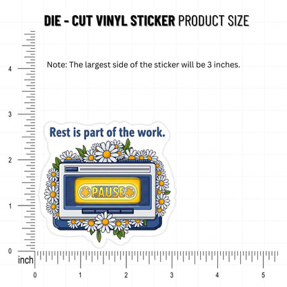 Rest Is Part Of The Work Mental Health Sticker Retro Cassette