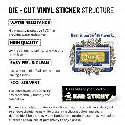 Rest Is Part Of The Work Mental Health Sticker Retro Cassette