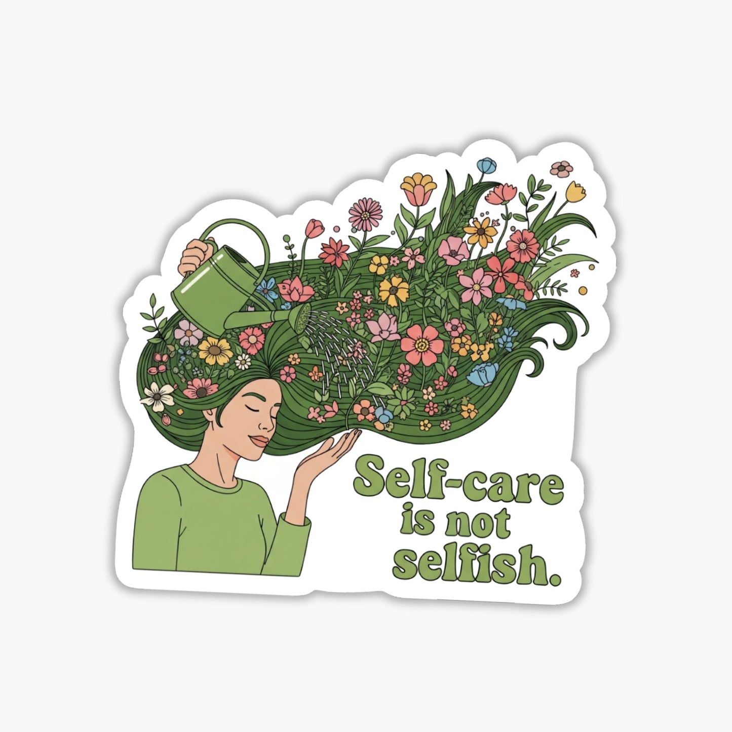 Self-Care Sticker - Groovy Self-Care is Not Selfish Floral Decal