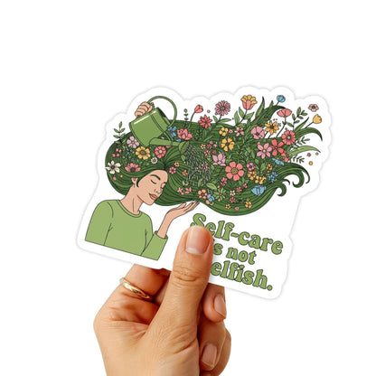 Self-Care Sticker - Groovy Self-Care is Not Selfish Floral Decal