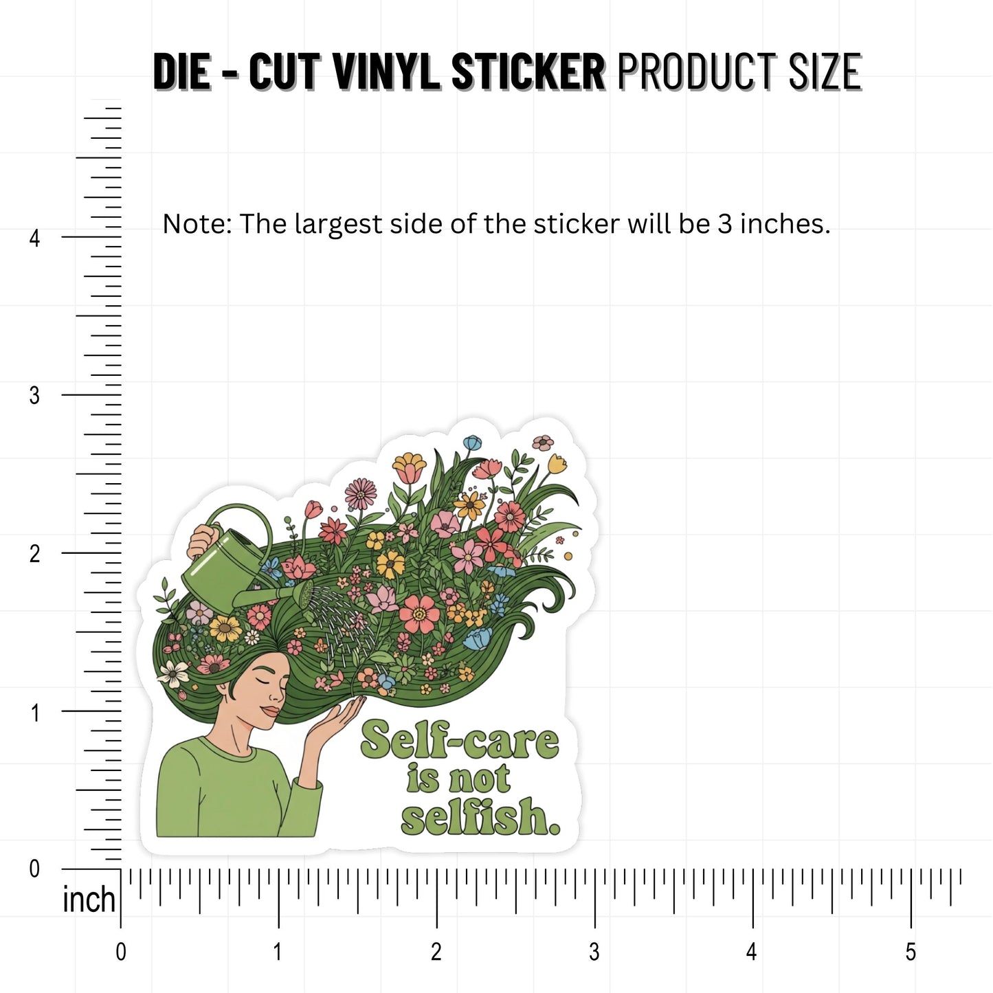 Self-Care Sticker - Groovy Self-Care is Not Selfish Floral Decal