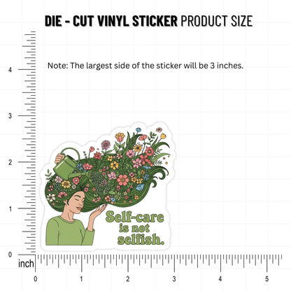 Self-Care Sticker - Groovy Self-Care is Not Selfish Floral Decal