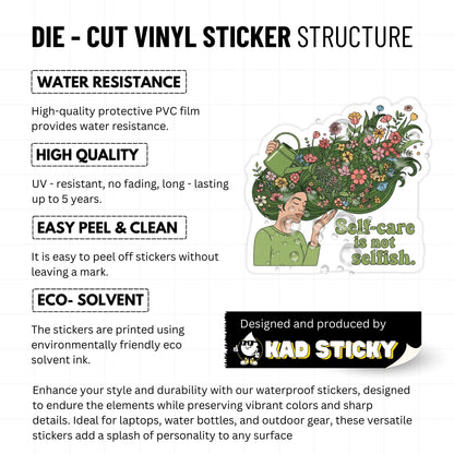 Self-Care Sticker - Groovy Self-Care is Not Selfish Floral Decal