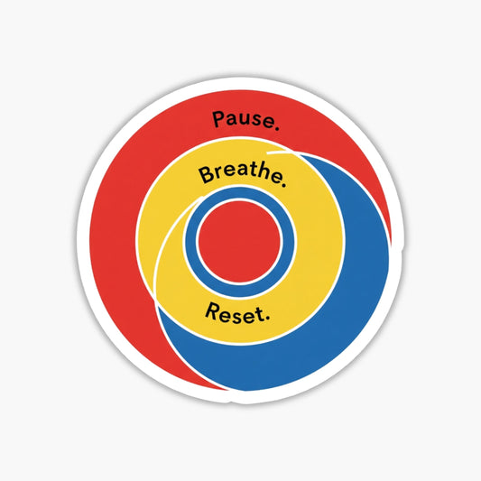 Mindfulness Sticker - Pause Breathe Reset Bauhaus Art