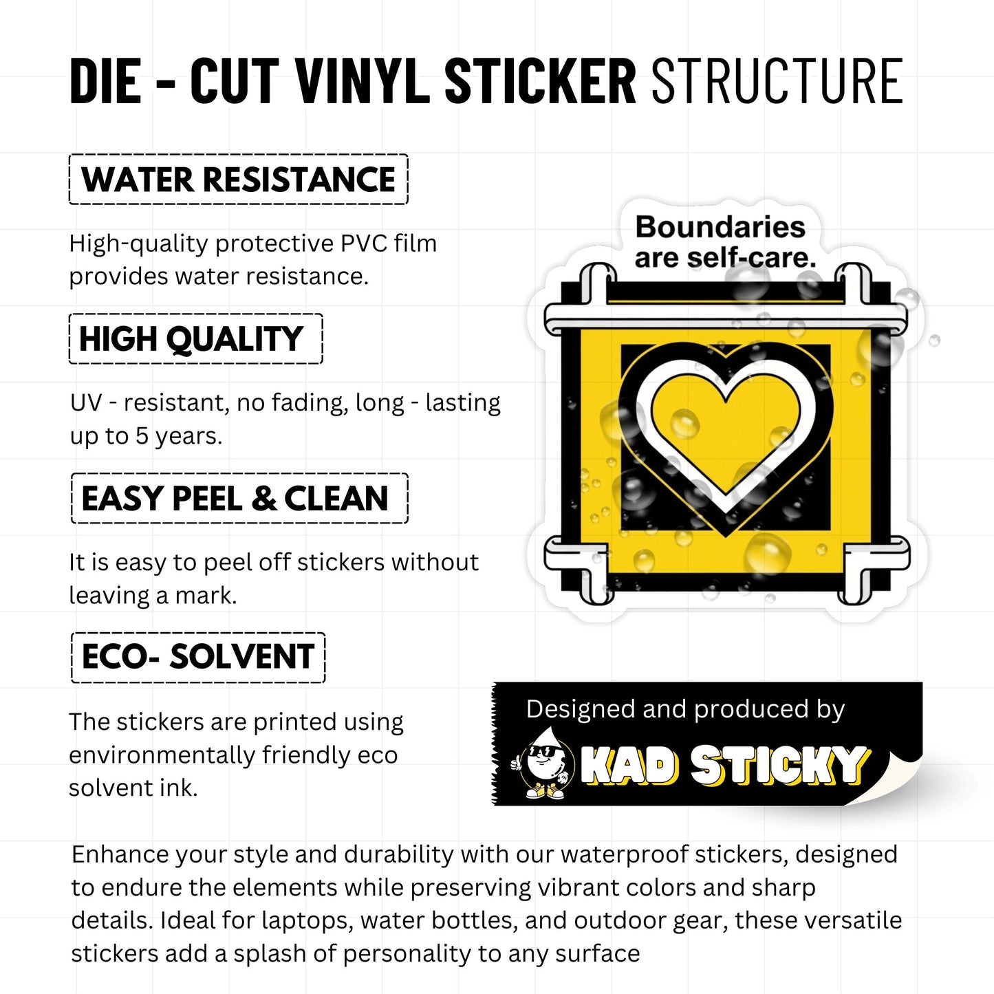 Mental Health Sticker - Boundaries are Self-Care Bauhaus Vinyl