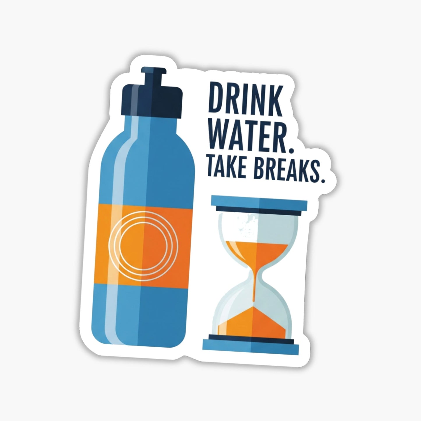 Drink Water Take Breaks Self-Care Sticker - Mid-Century Modern